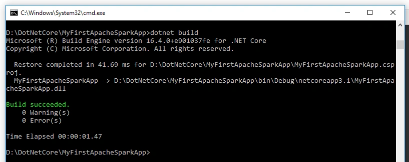 .Net Core With Apache Spark