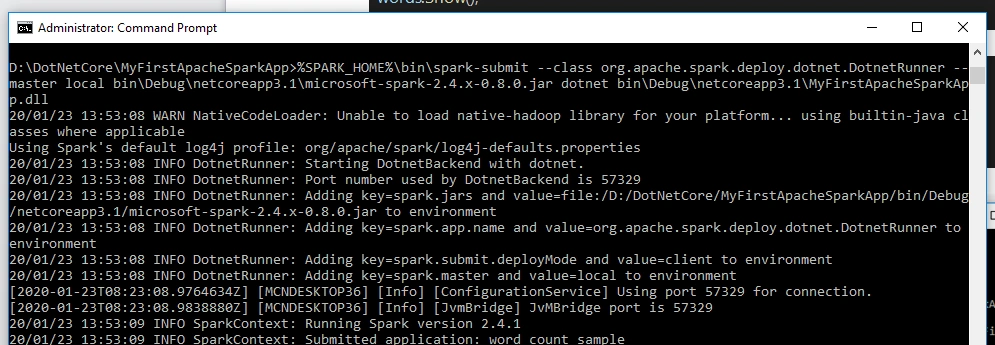 .Net Core With Apache Spark