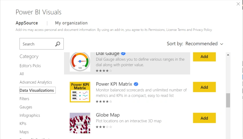 Download Custom Visuals for building Interactive Dashboards & Reports in Power BI