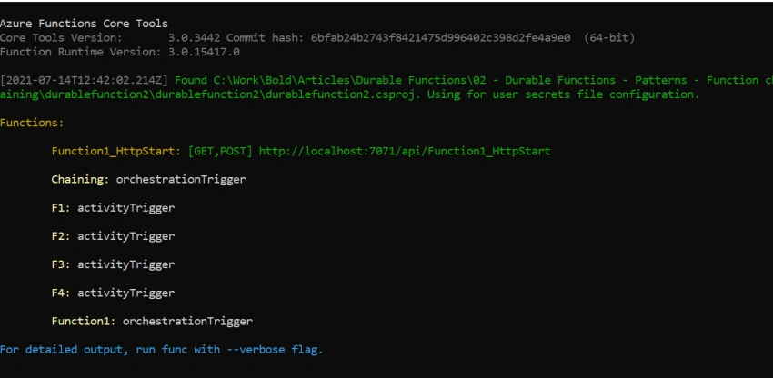Durable Functions - Patterns - Function chaining