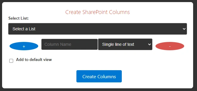 Dynamic SharePoint Column Creator