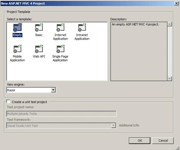 Selecting MVC 4 Project