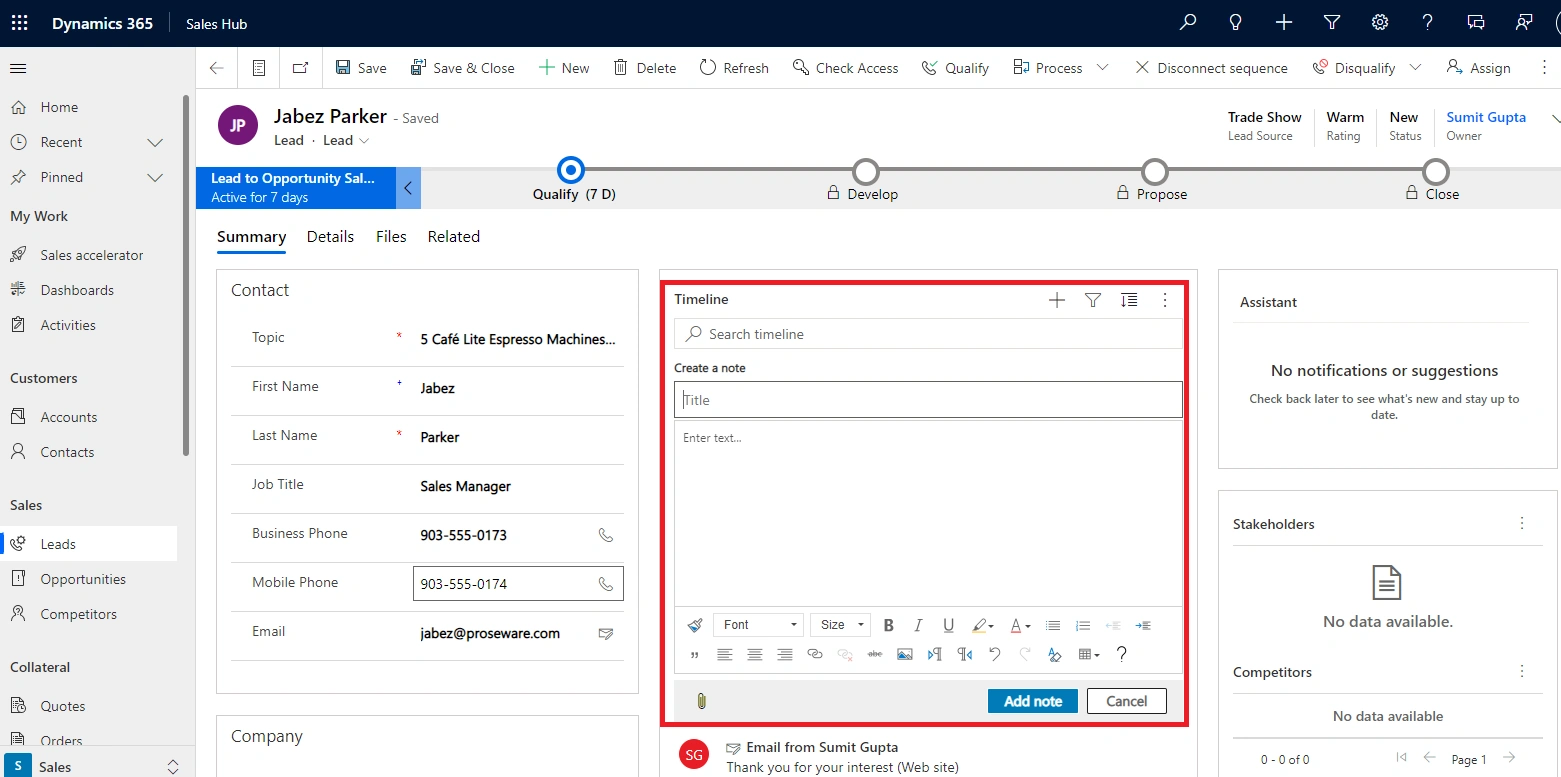 Dynamics 365 - Rich Text Editor - Timeline - Wave 2