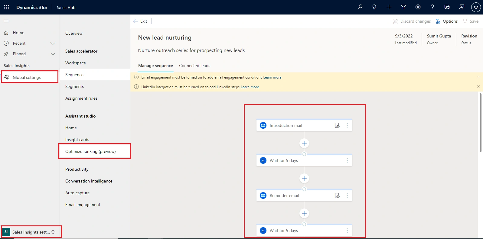 Dynamics 365 – Enhanced Sequence Experience – Wave 2