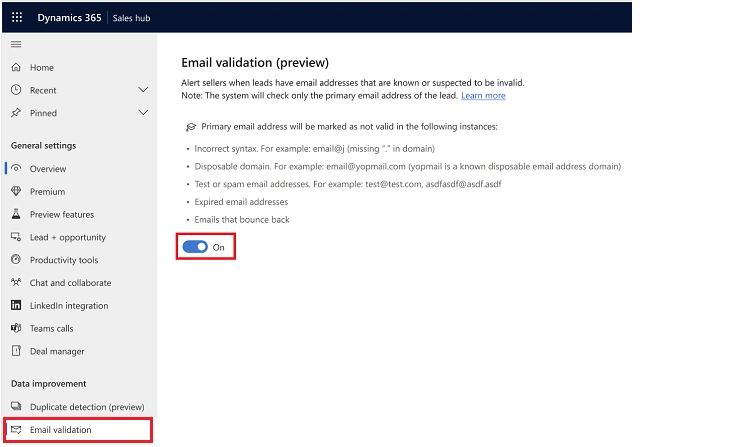 Dynamics CRM - Sales Hub - Validate Email Settings - Wave2 Update
