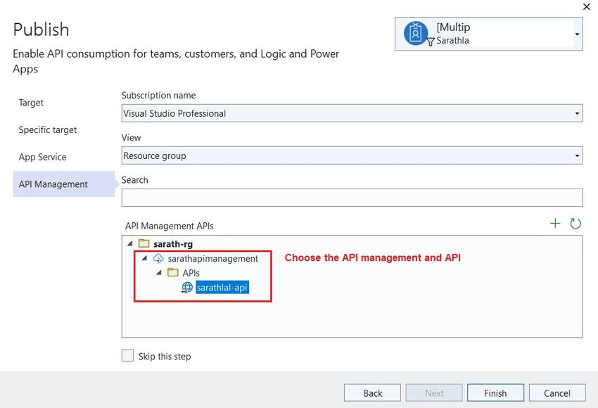 Publish Choose the API Management-22