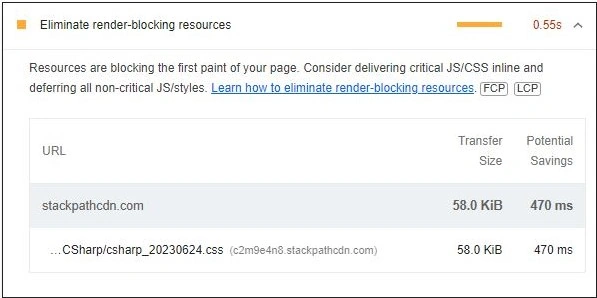 Eliminate render blocking resources