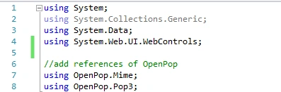 Email Parsing With OpenPop.Pop3 (OpenPop.NET)