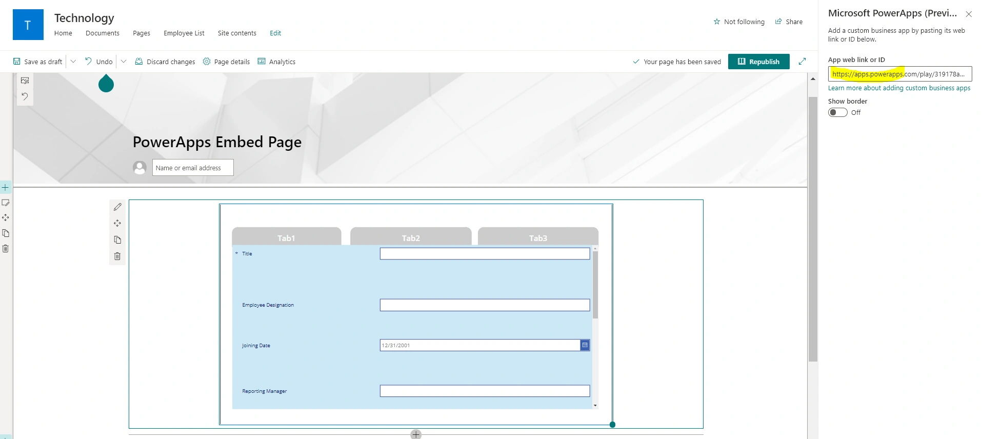 Embed PowerApp form onSharePoint Page Microsoft PowerApps Webpart