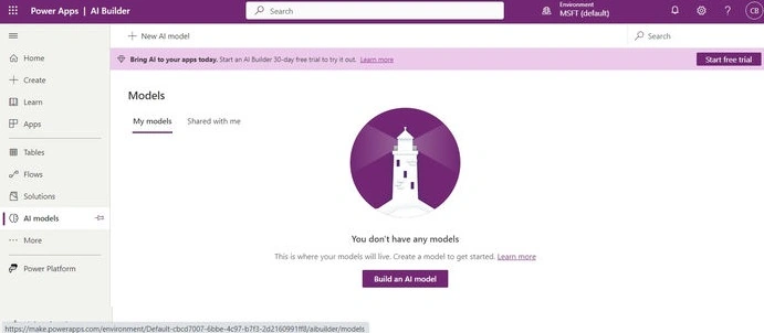 Azure using AI Builder
