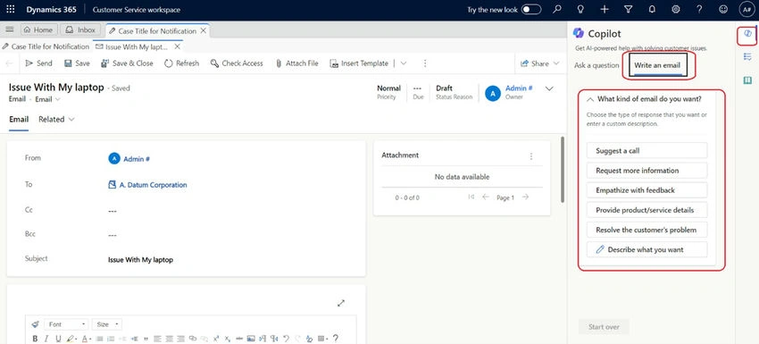  Open email record