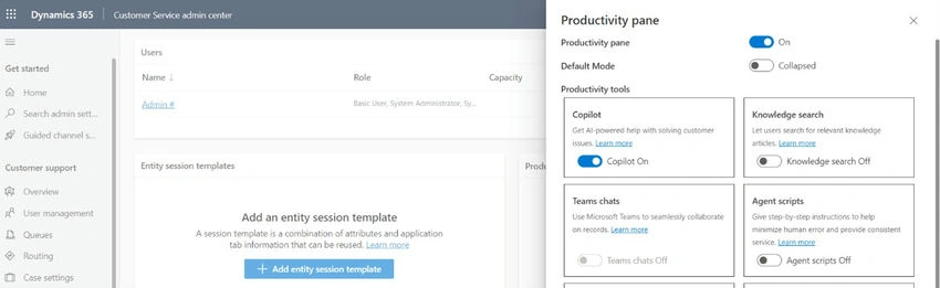 Productivity pane