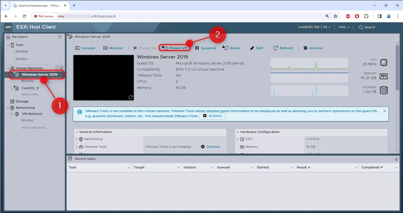 Shutdown the virtual Machine
