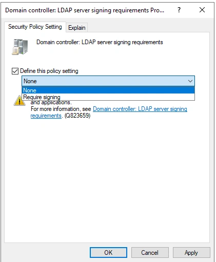 Security policy setting
