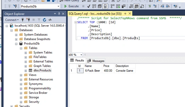 Entity Framework Core with SQL Server in Docker Container