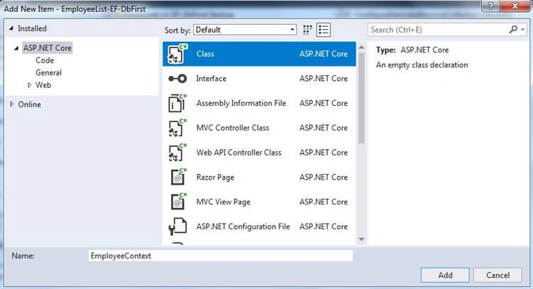 Entity Framework Database First In ASP.NET Core