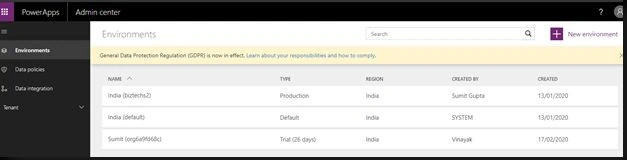 Environments In PowerApps