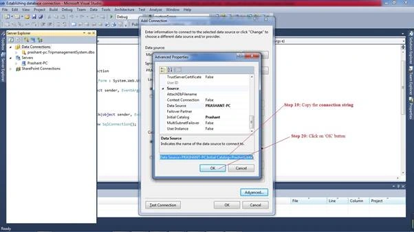 Copy connection string 