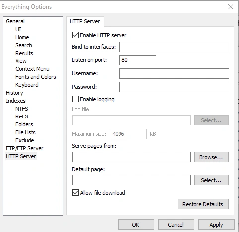 Everything, find files instantly in your PC, network and http server