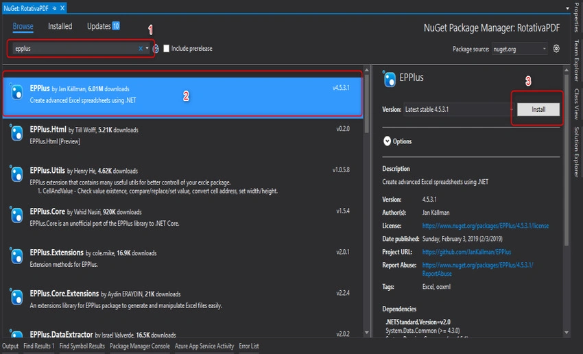 EPPlus Plugin