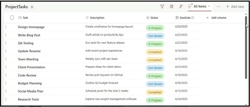 Project Tasks