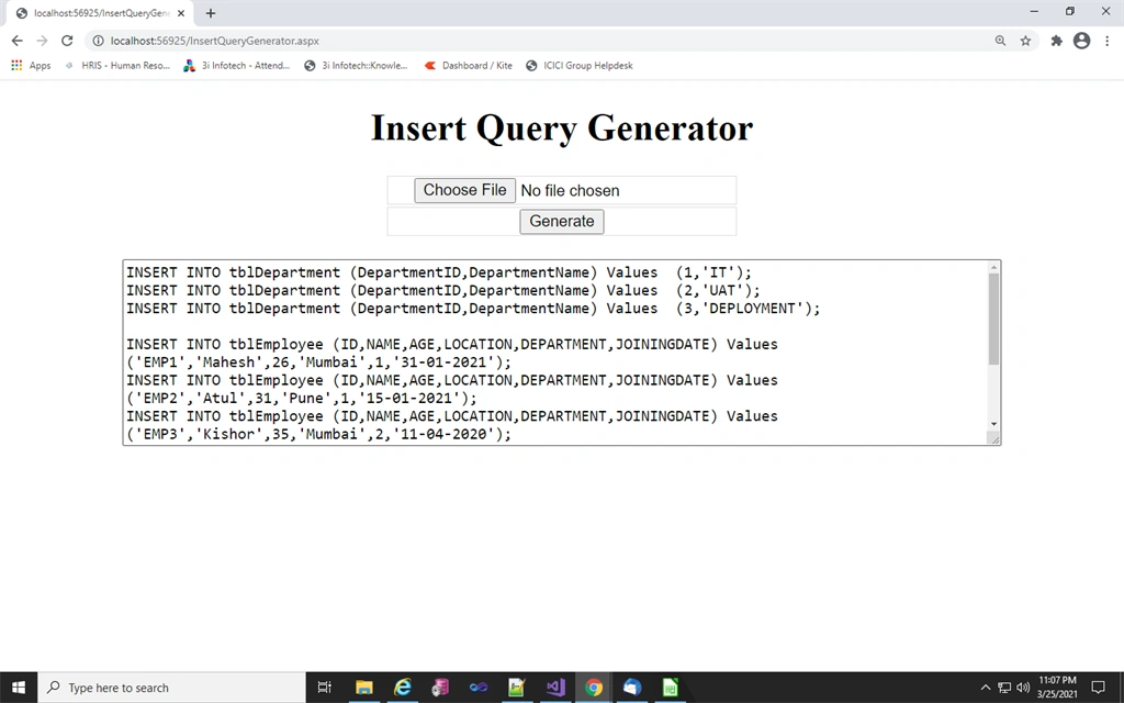 Excel To Insert Statement