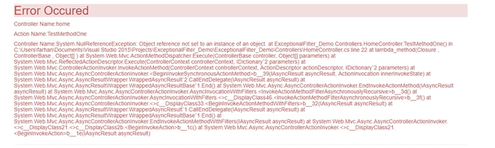 Exception Filter in ASP.NET MVC