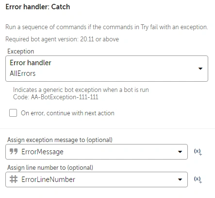 Exception Handling in Automation Anywhere
