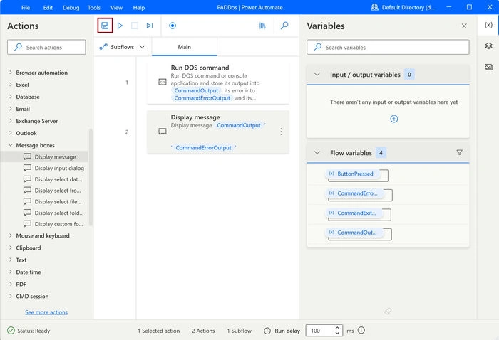 DOS Command in Desktop Flow