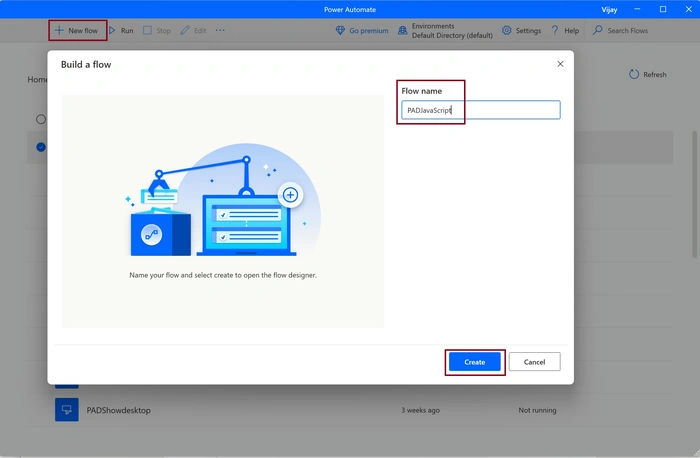 Execute Java Script in Desktop flow using Microsoft Power Automate