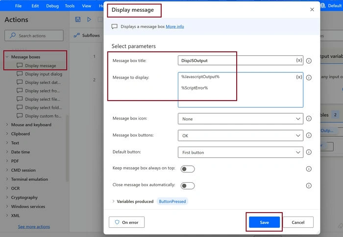 Execute Java Script in Desktop flow using Microsoft Power Automate