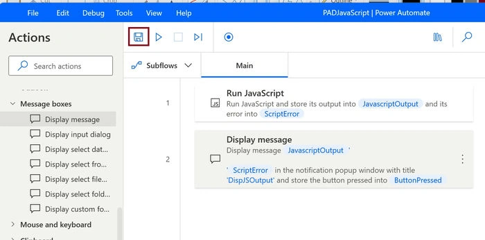 Execute Java Script in Desktop flow using Microsoft Power Automate