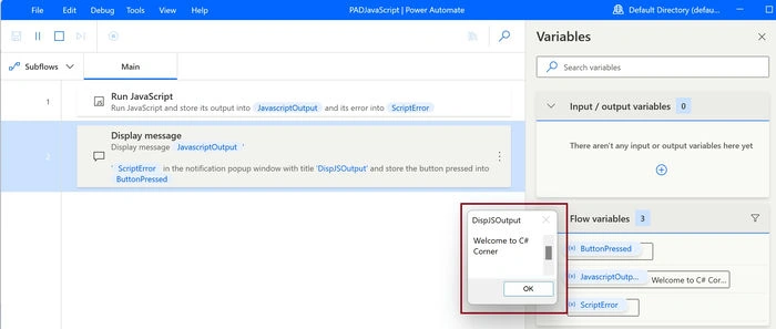 Execute Java Script in Desktop flow using Microsoft Power Automate