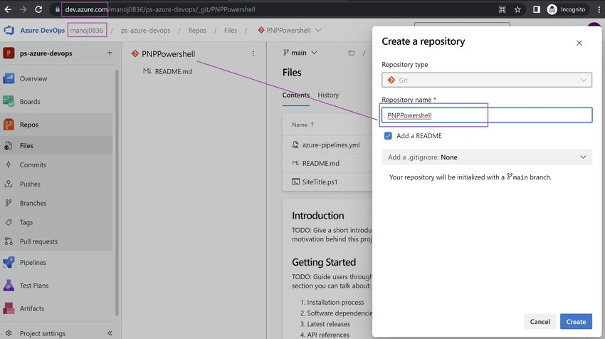 Create Azure DevOps Repository