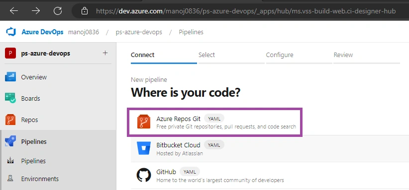Select Azure Git