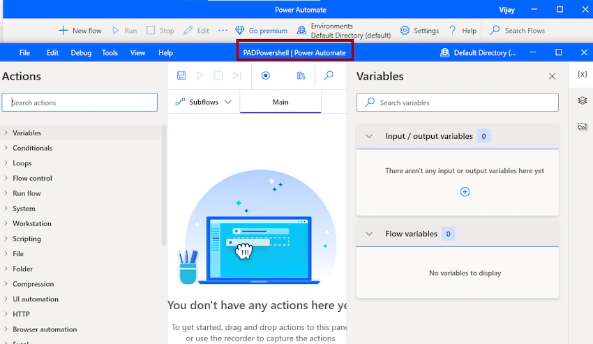 Execute PowerShell Script in Desktop flow using Microsoft Power Automate