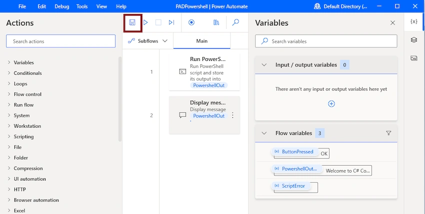 Execute PowerShell Script in Desktop flow using Microsoft Power Automate