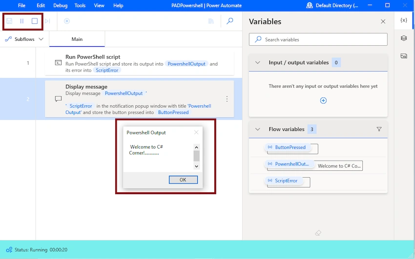 Execute PowerShell Script in Desktop flow using Microsoft Power Automate