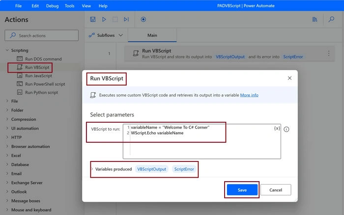 Execute VB Script