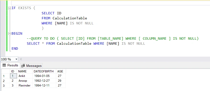 Exists And Not Exists In SQL Server