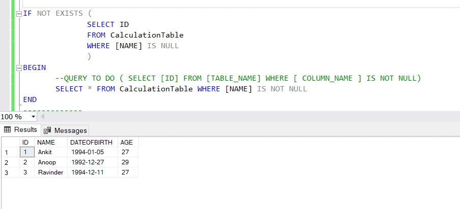 Exists And Not Exists In SQL Server