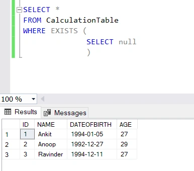 Exists And Not Exists In SQL Server