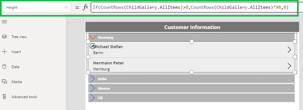 Expand And Collapse View Using Nested Gallery - PowerApps