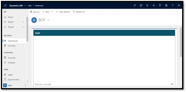 Bot visible to Dynamic 365