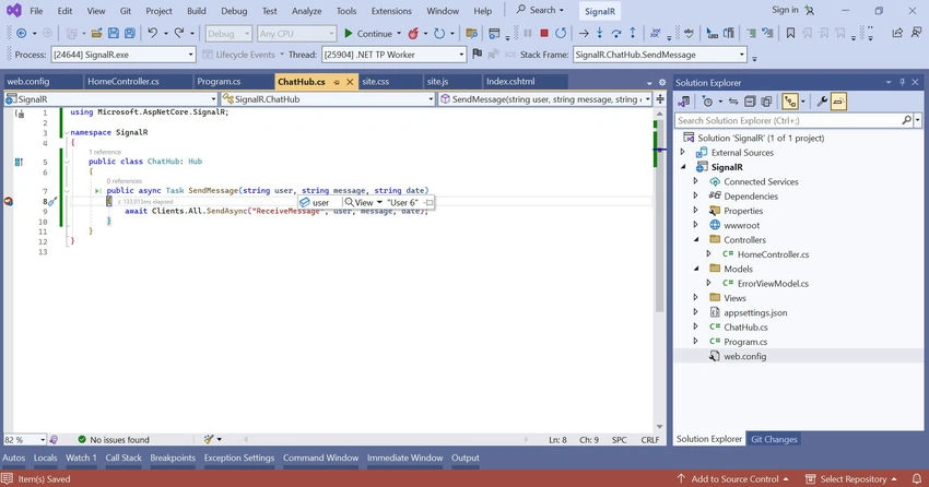 SignalR connection