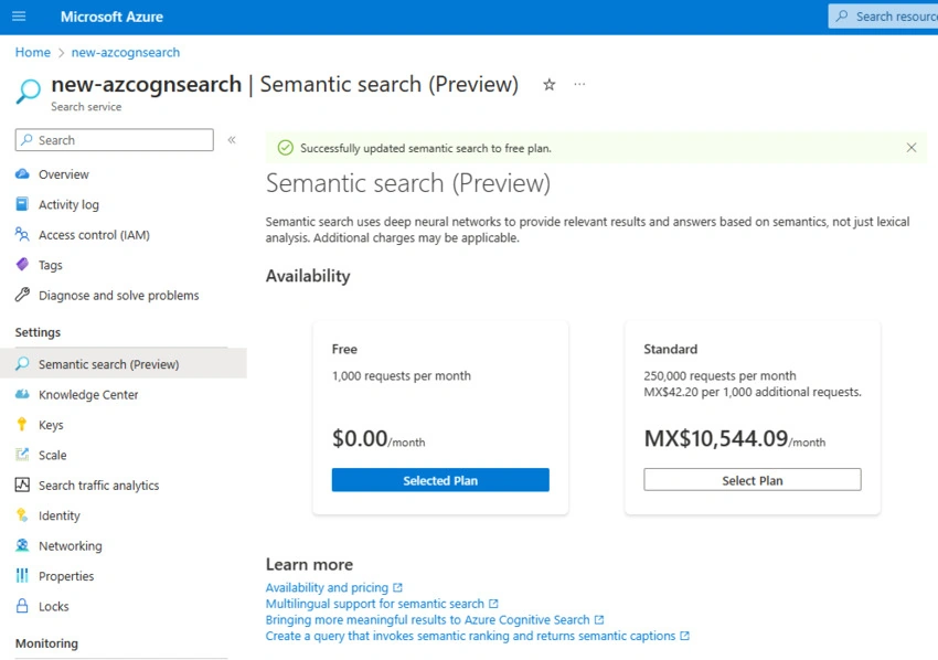 Semantic Search plan