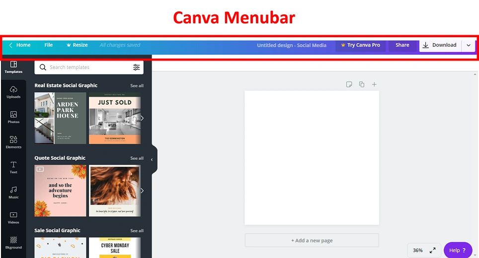 Canva Menubar