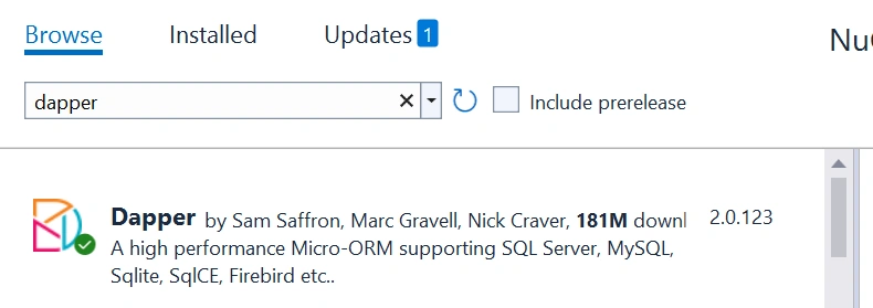Exploring Dapper in .NET CORE