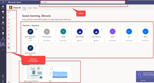 Exploring Power BI in Microsoft Teams