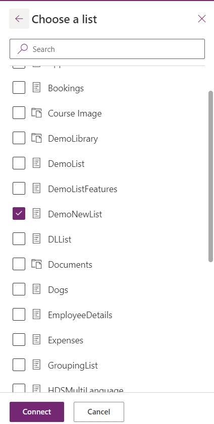 Choose list
